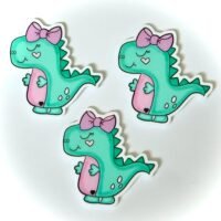 3 Girl Dinosaur Planar Resins, Flatbacks, focal, hair bow centers, craft supplies, badge reel supplies, embellishments, Dinosaurs, DIY party