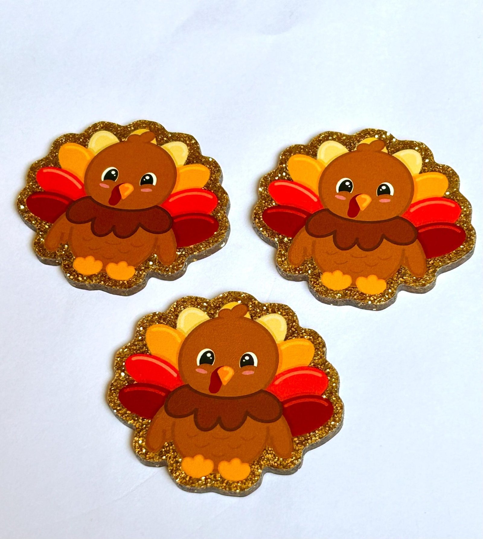 3 premium turkey Thanksgiving Glitter Planar resins | craft supplies | bow centers | charms | flatbacks l party favors | cupcake toppers | - Image 7
