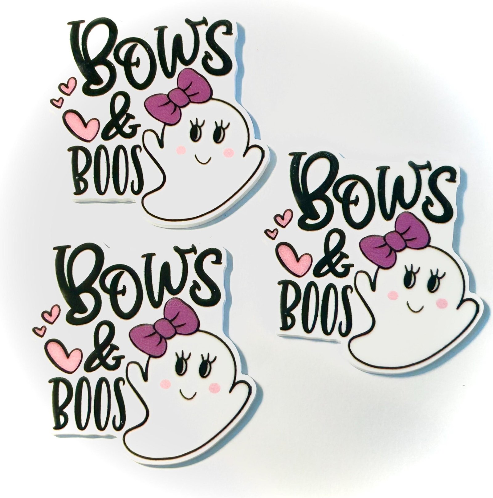 3 bows + boos ghost planar Resins, Flatbacks, Hairbows,hair bow centers, craft supplies, fake bake,cupcake topper, embellishments, Halloween - Image 4