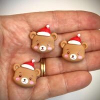 5 Santa Bear Flatback Resins|  hair bow centers | focal | soap making | bows | craft supplies | embellishments | Christmas | cupcake toppers