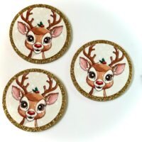 3 Deluxe Reindeer Planar Resins, holiday flatbacks