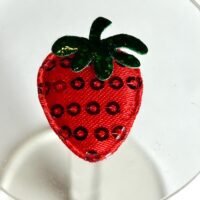 3 fabric Flatbacks red Strawberry embellishments | hair bow centers | focal | soap making | bow making supplies | craft supplies| sequins
