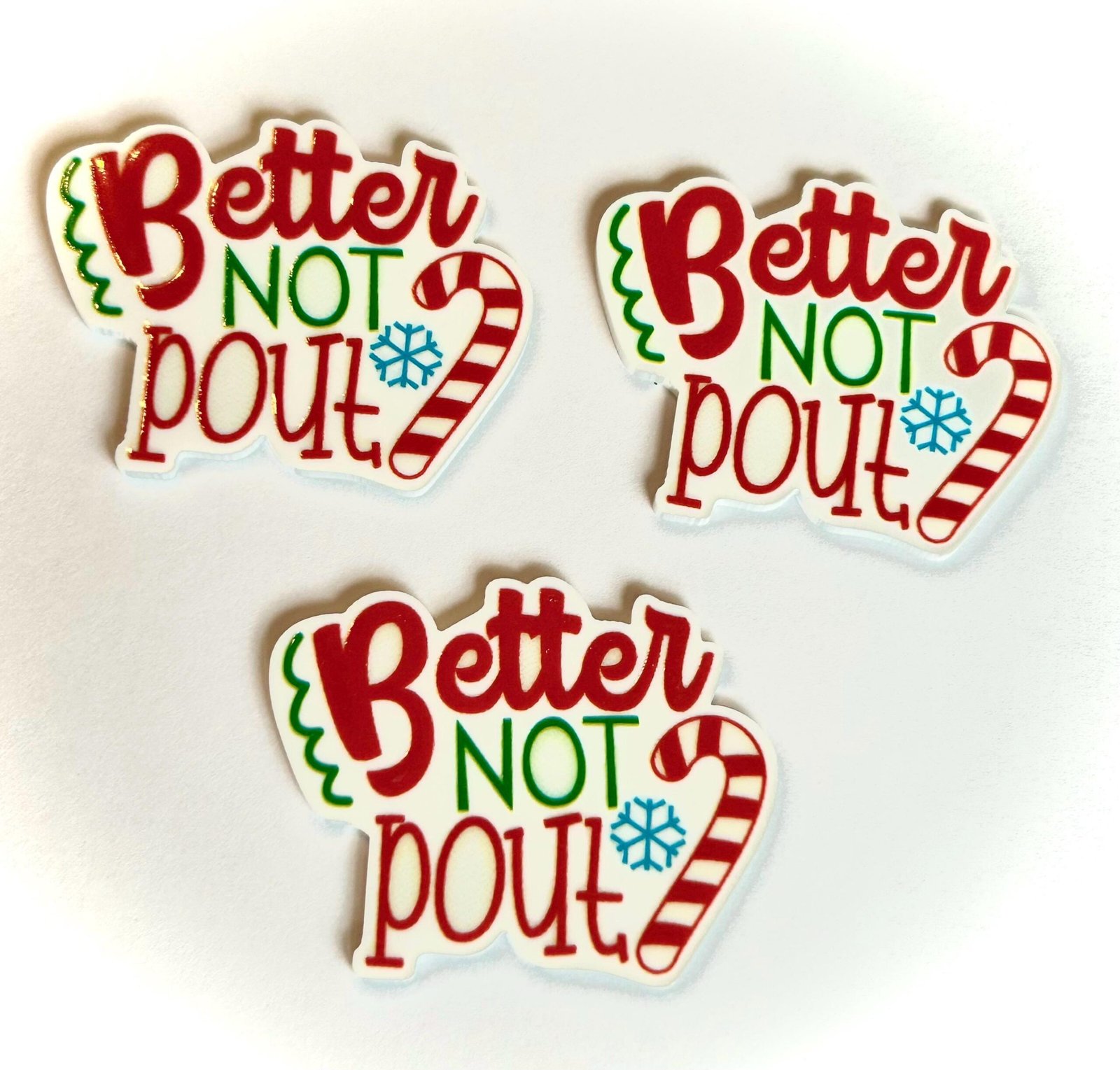 3 Christmas Better Not Pout planar resins, Santa flatbacks - Image 3