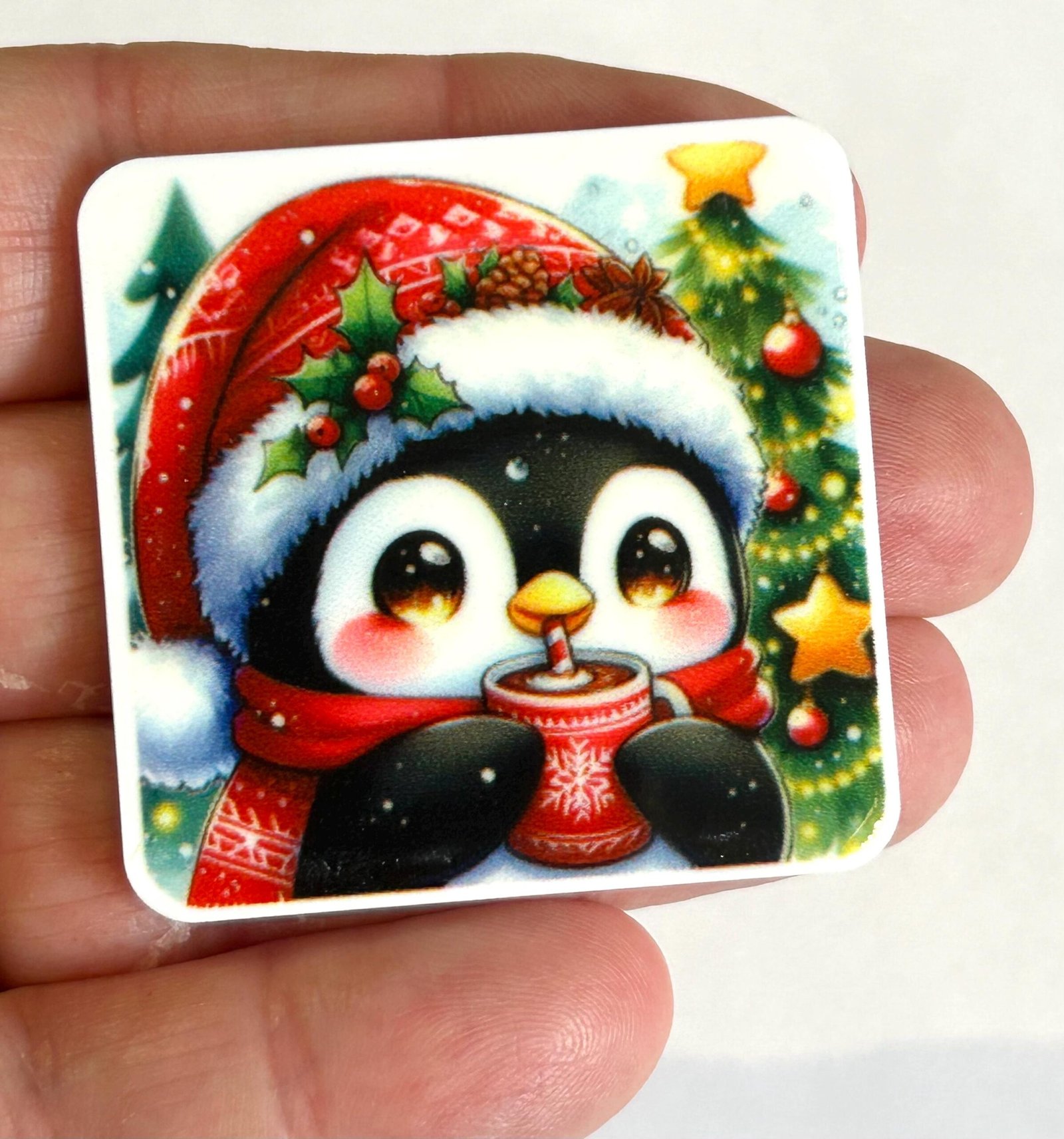 3 penguin planar Resins, FlatbackS, hairbows, hair bow centers, focals craft supplies, jewelry, bows,flatbacks, hot cocoa, badge reel, DIY - Image 2