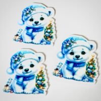 3 blue Christmas planar Resins, baby polar bear planars, hair bow centers, focals, craft supplies, bows, badge reels, winter planars, charms