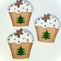 3 holiday cupcakes planar Resins, FlatbackS, hairbows, hair bow centers,  focals craft supplies, jewelry, bows,flatbacks, Christmas planars