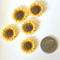 5 Sunflower Flatback Resins| hair bow centers | focal | soap making | bows | craft supplies | embellishments | Christmas |cupcake toppers