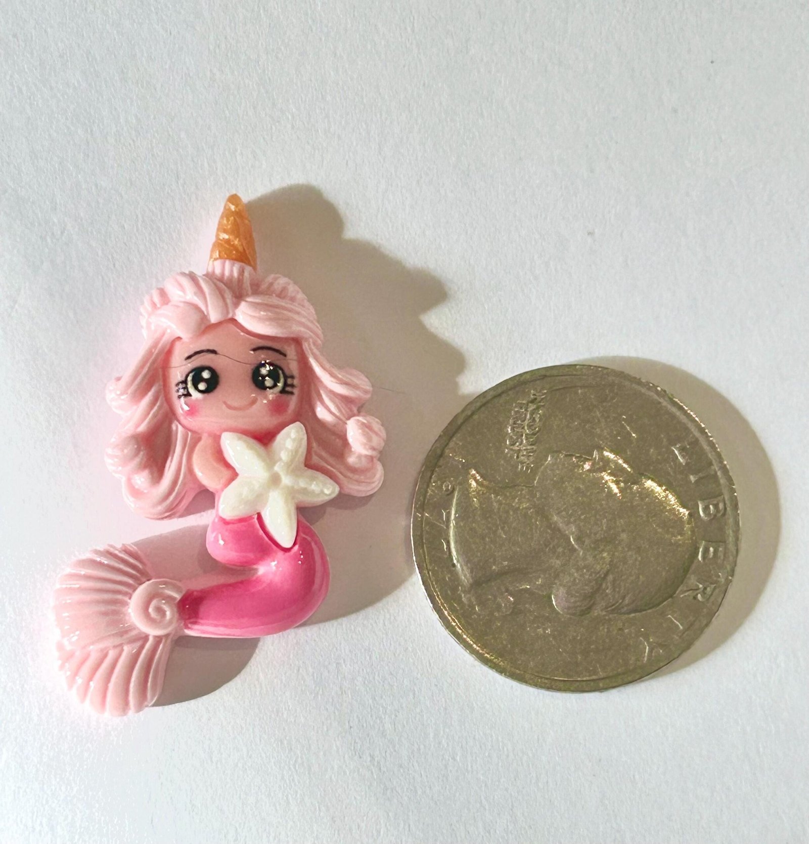 3 Pink Mermaid Flatback Resins, flatbacks, craft supplies, embellishments - Image 3