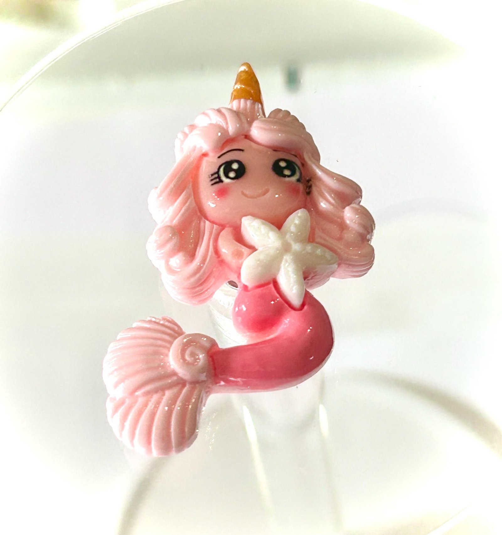 3 Pink Mermaid Flatback Resins, flatbacks, craft supplies, embellishments - Image 2