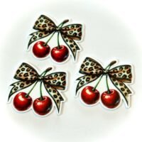 3 cherries leopard bow Planar Resins - Valentine